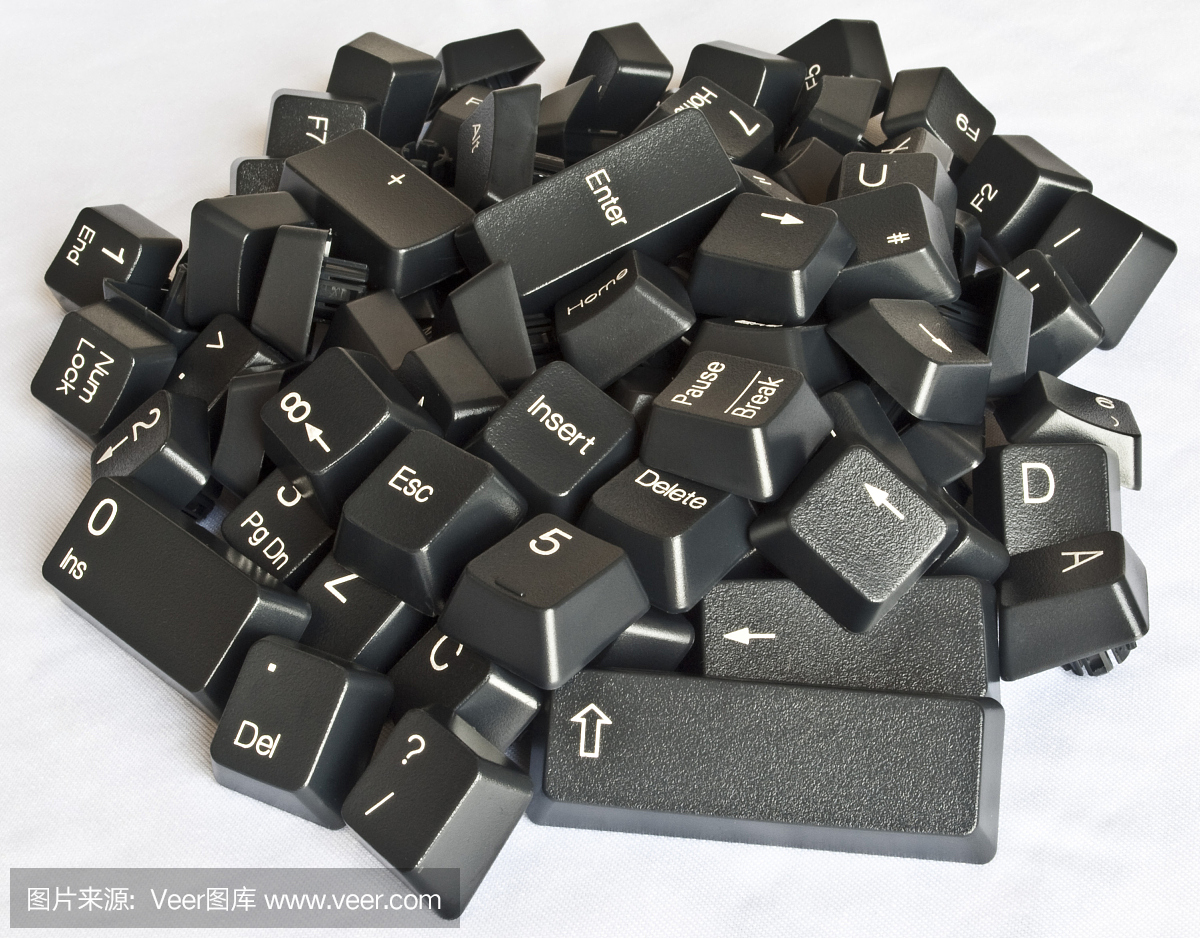 一堆黑色的电脑键盘键